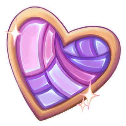 A freshly baked ring doughnut. It is decorated with marbled, shiny icing that resembles the night sky.